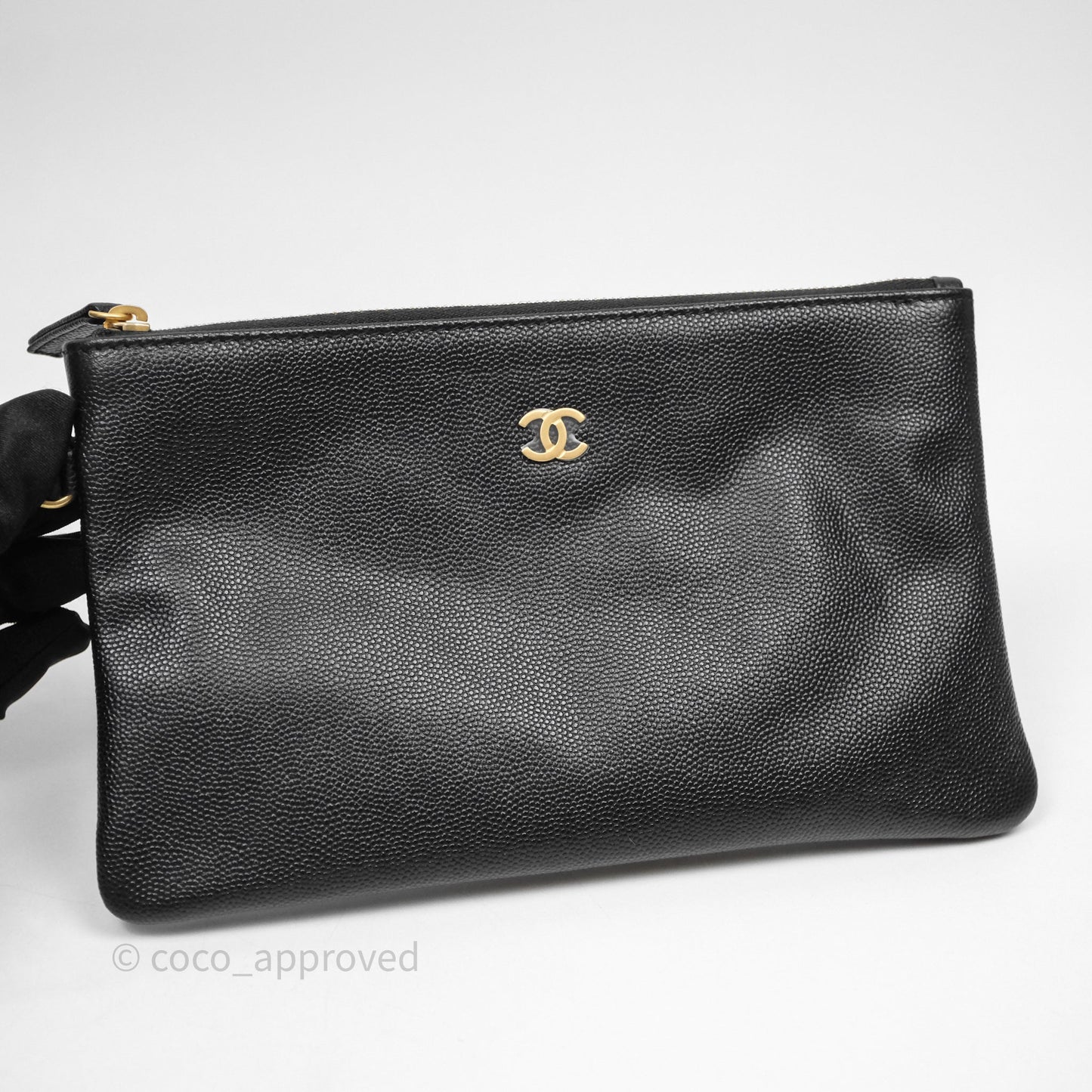Chanel 25 Medium Black Caviar Aged Gold Hardware
