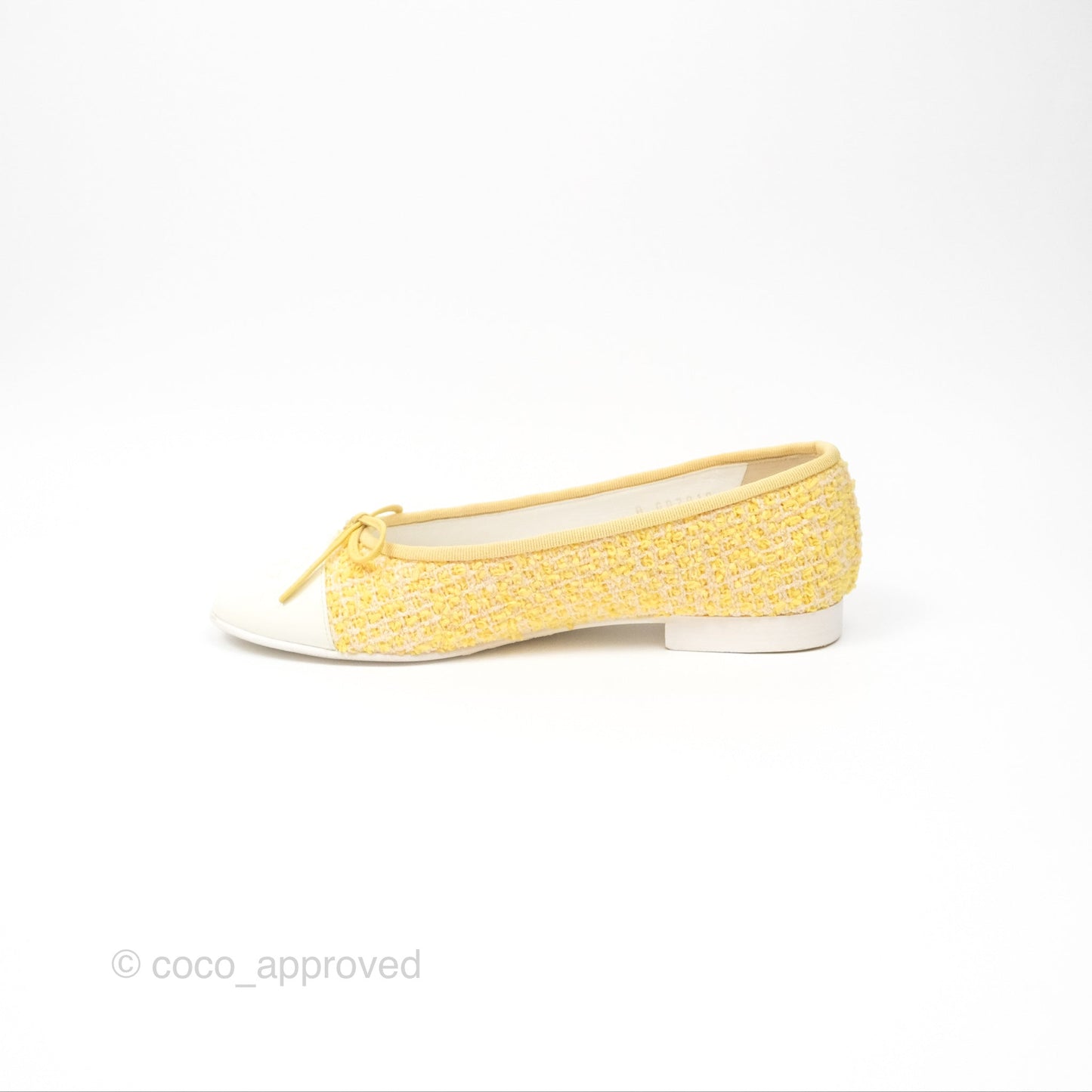 Chanel Ballerina Flats Yellow Tweed White Size 37