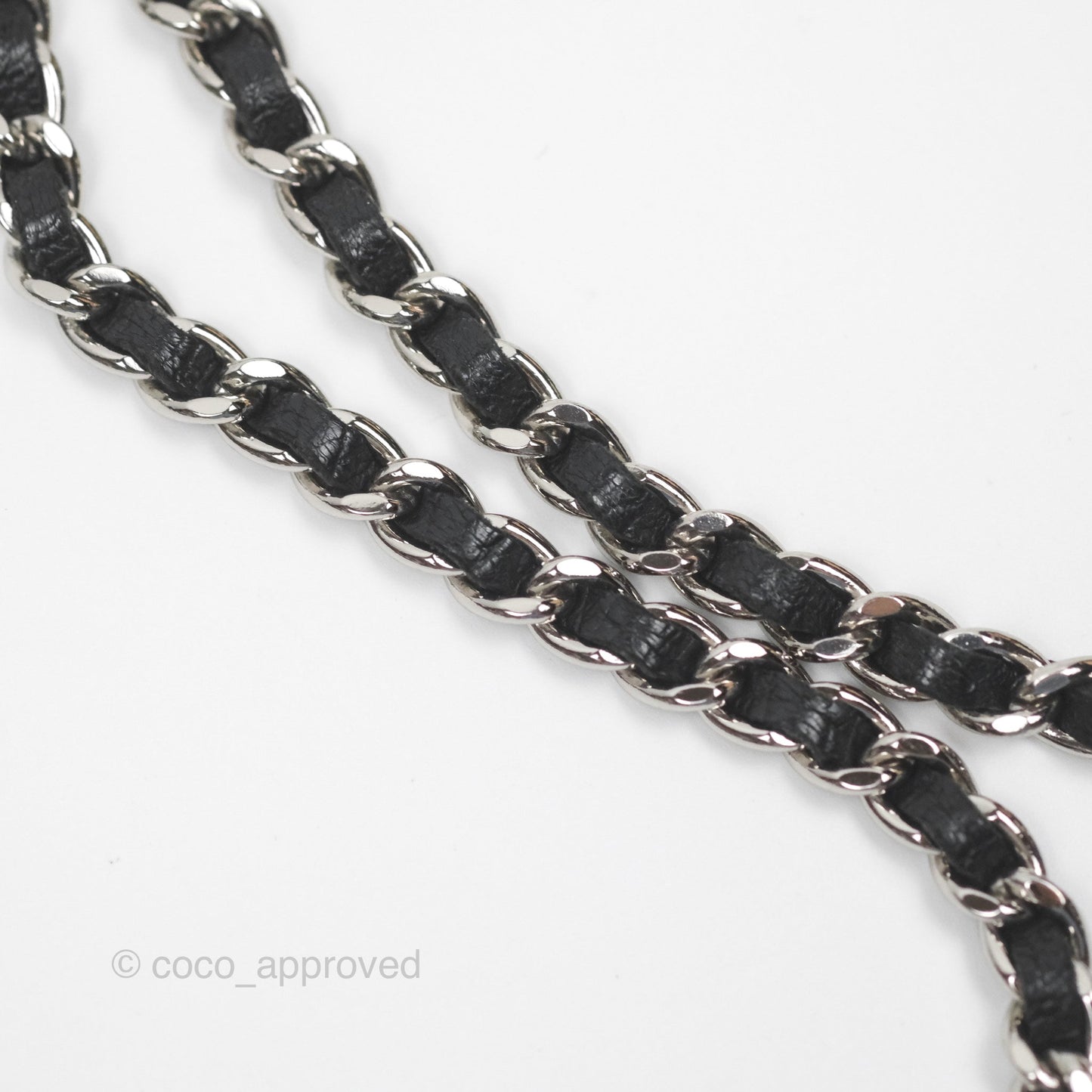 Chanel Camellia Embossed Wallet on Chain WOC Black Lambskin Silver Hardware