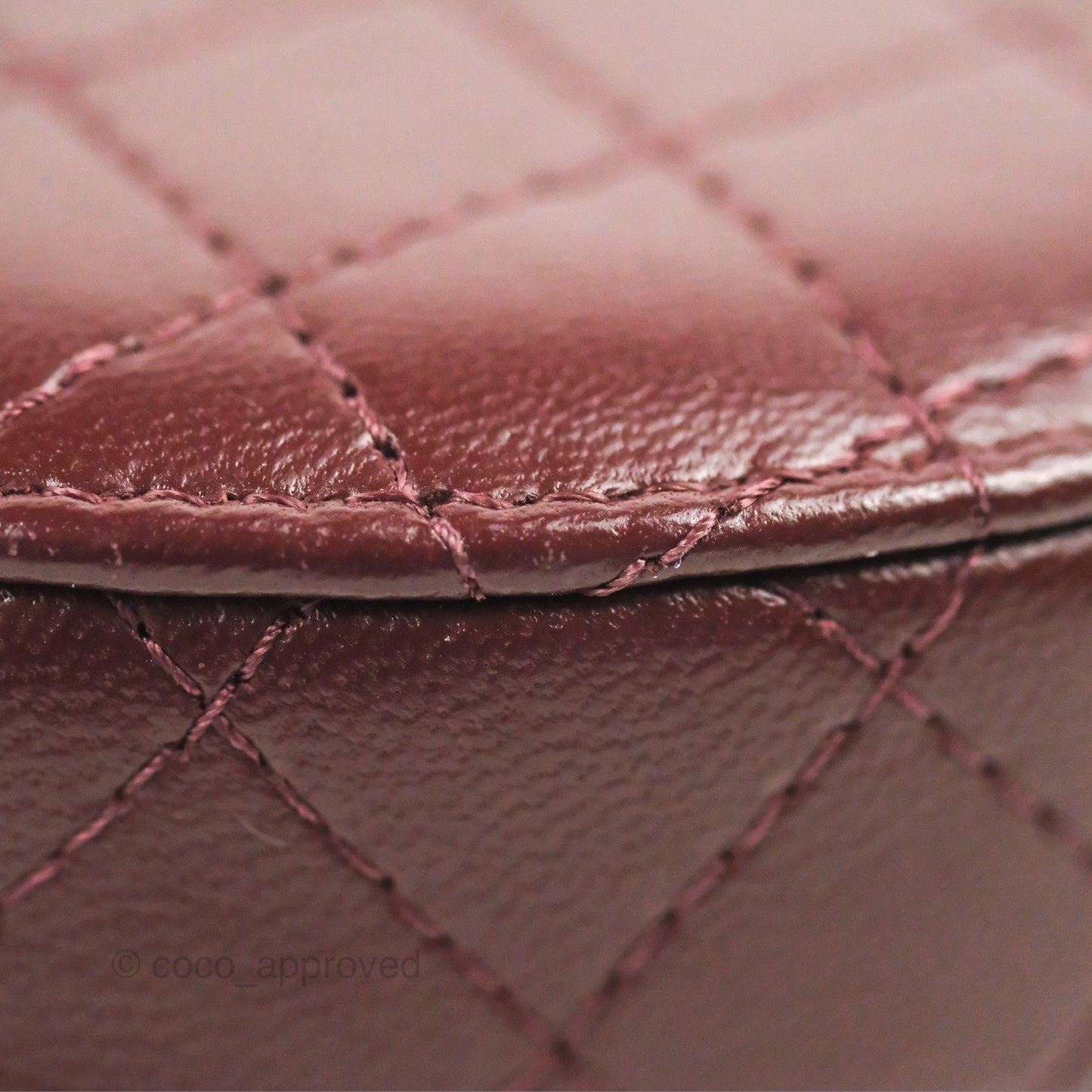 Chanel Quilted Round Vanity Clutch With Chain Burgundy Lambskin Gold Hardware