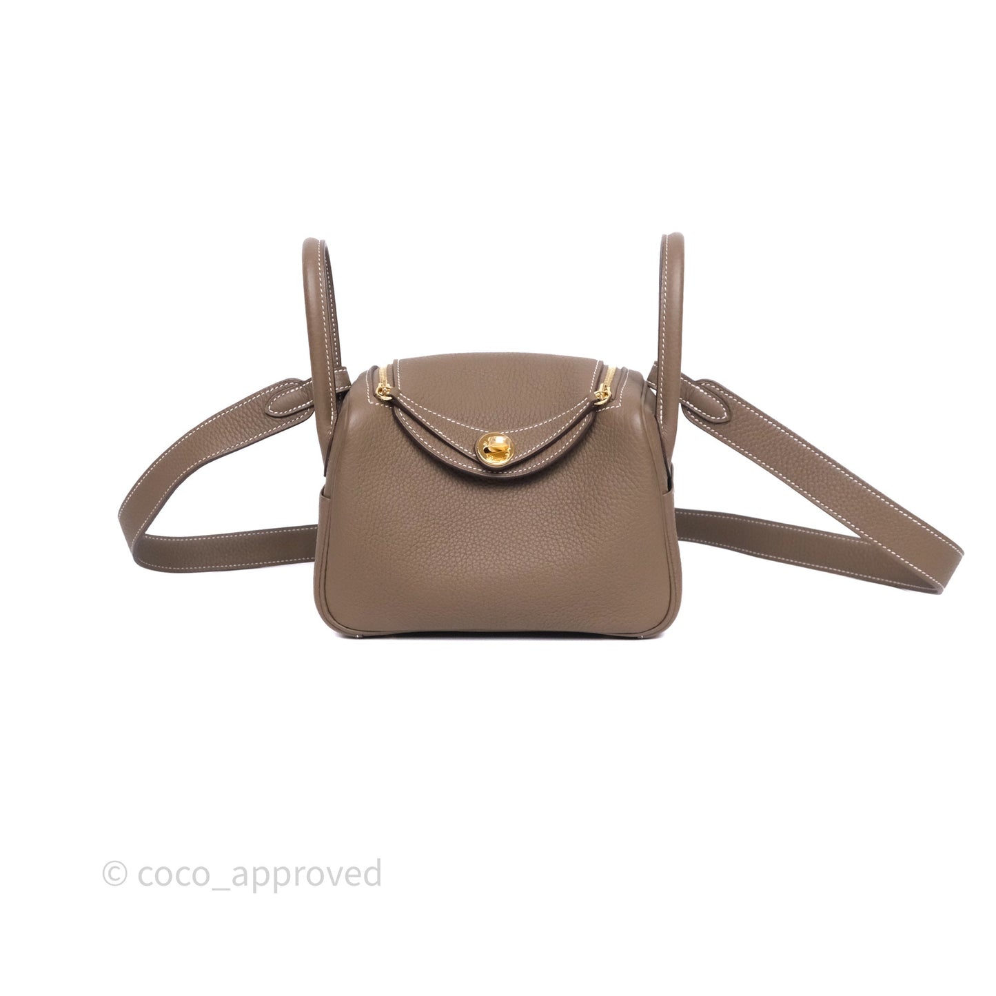 Hermès Mini Lindy 20 Etoupe 18 Clemence Gold Hardware