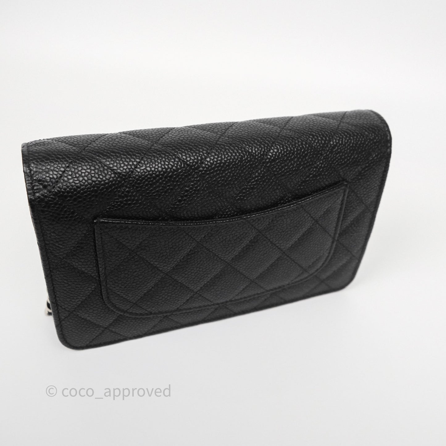 Chanel Classic Wallet On Chain WOC Quilted Black Caviar Silver Hardware