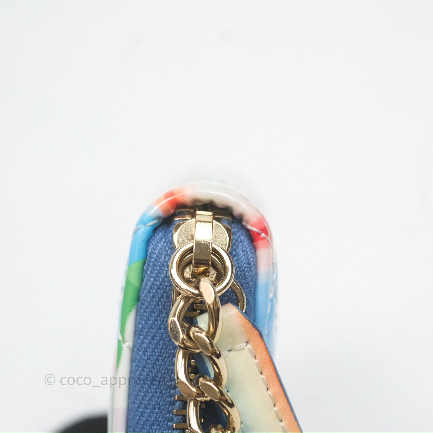 Chanel Printed Quilted Zip Coin Purse Patent Calfskin Multicolor