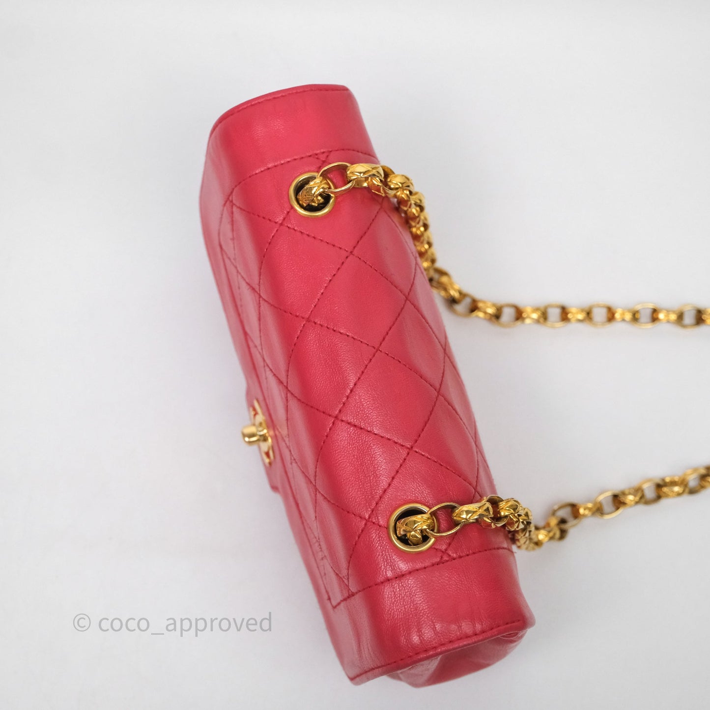 Chanel Vintage Mini Bijoux Chain Flap Bag Red Gold Hardware
