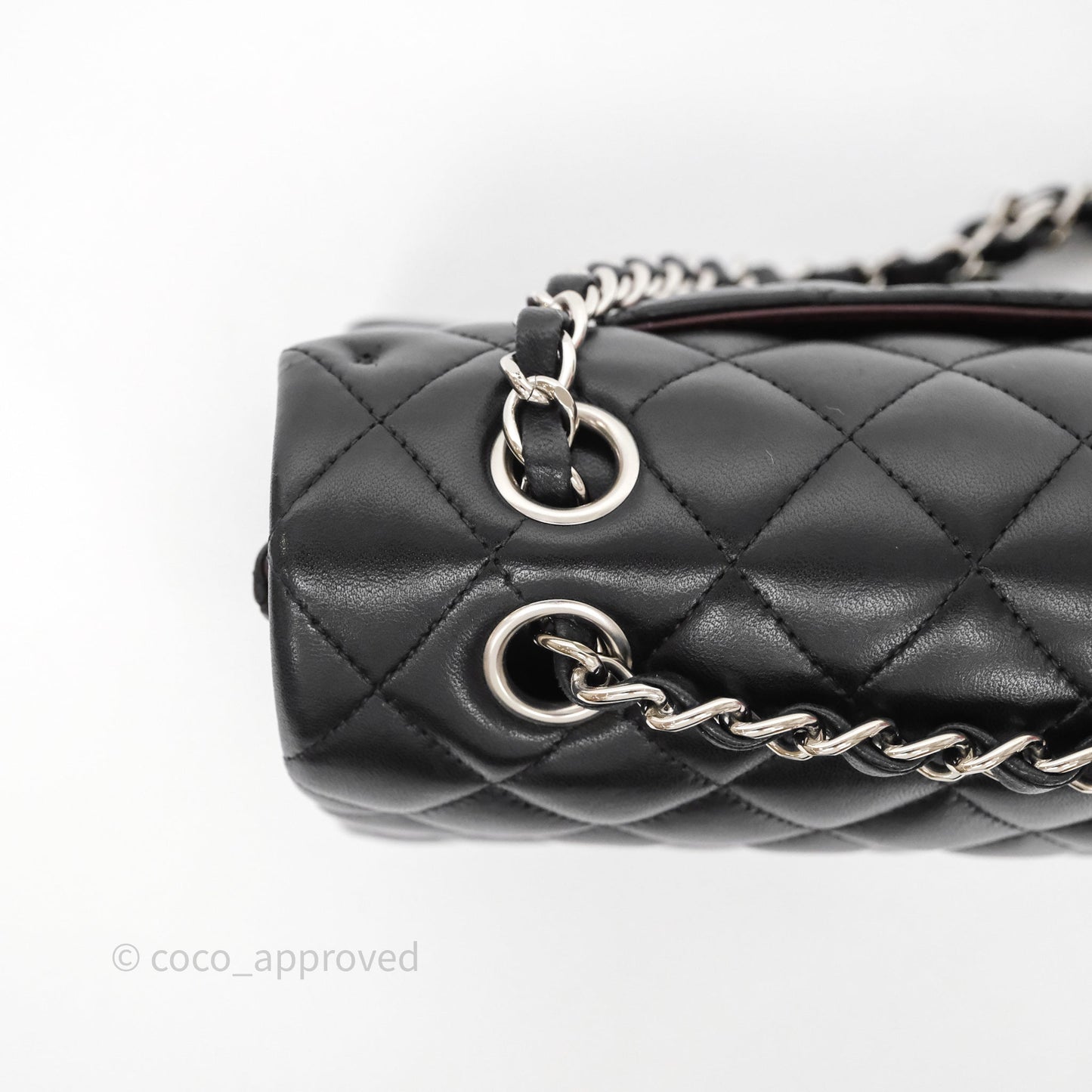 Chanel Classic M/L Medium Flap Quilted Black Lambskin Silver Hardware