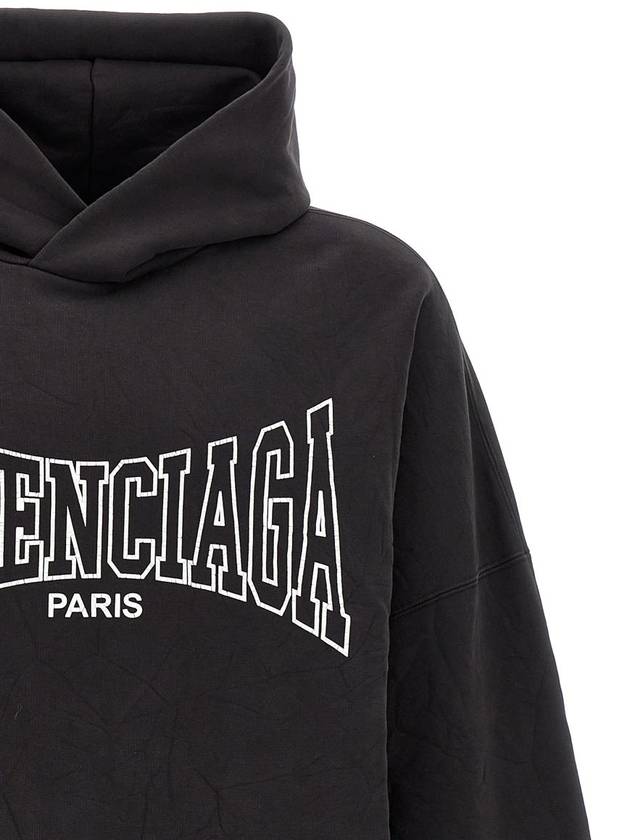 Luxury Balenciaga Paris Logo Print Hoodie Black