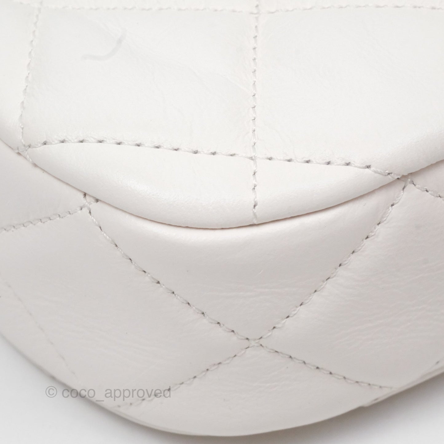Chanel Hobo Bag White Aged Calfskin Aged Gold Hardware