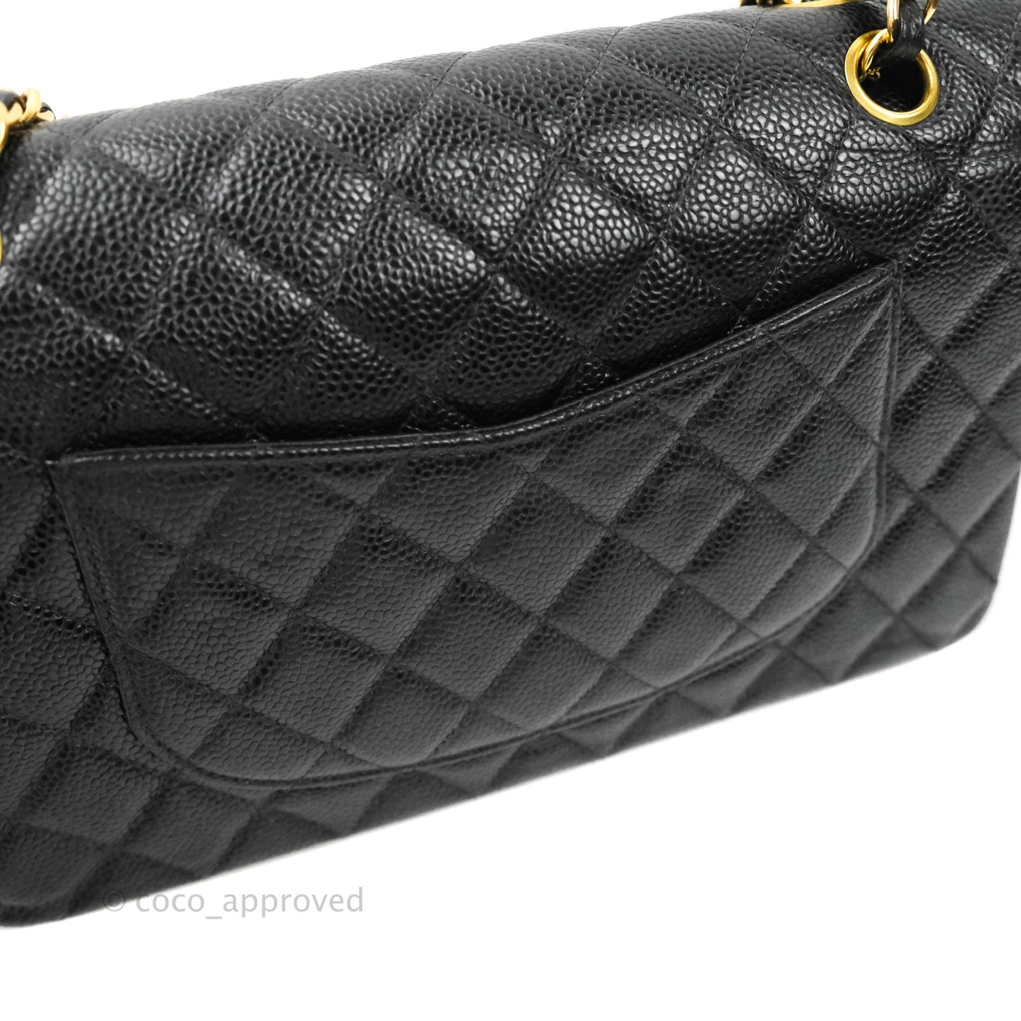 Chanel Vintage Quilted M/L Medium Double Flap Black Caviar 24K Gold Hardware