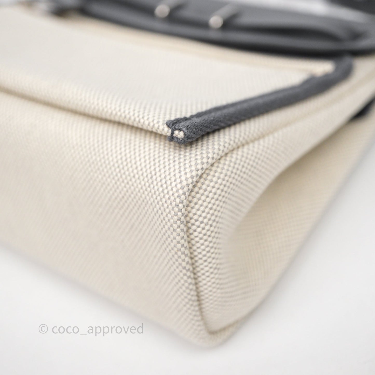 Hermès Zip 20 Mini Herbag Ecru-Bleu Glacier8U/Ardoise85 Canvas Palladium Hardware