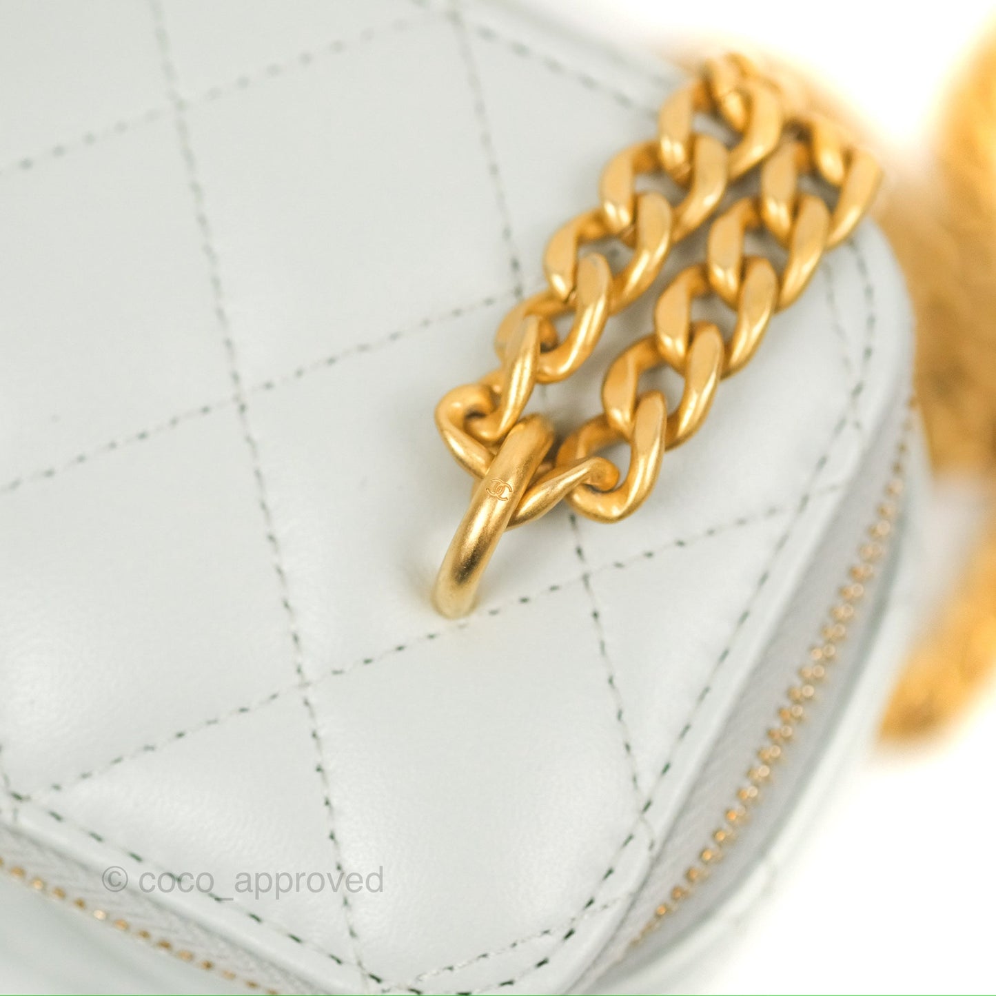 Chanel Quilted Vanity Rectangular with Camellia Adjustable Chain Light Blue Lambskin 23S