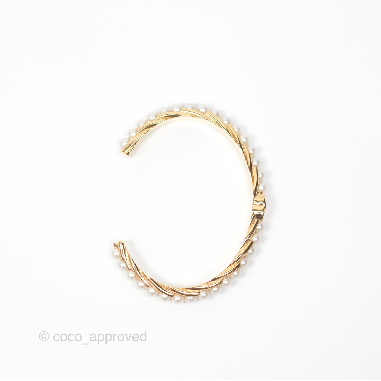 Chanel CC Pearls Bangle Bracelet Gold Tone 23A