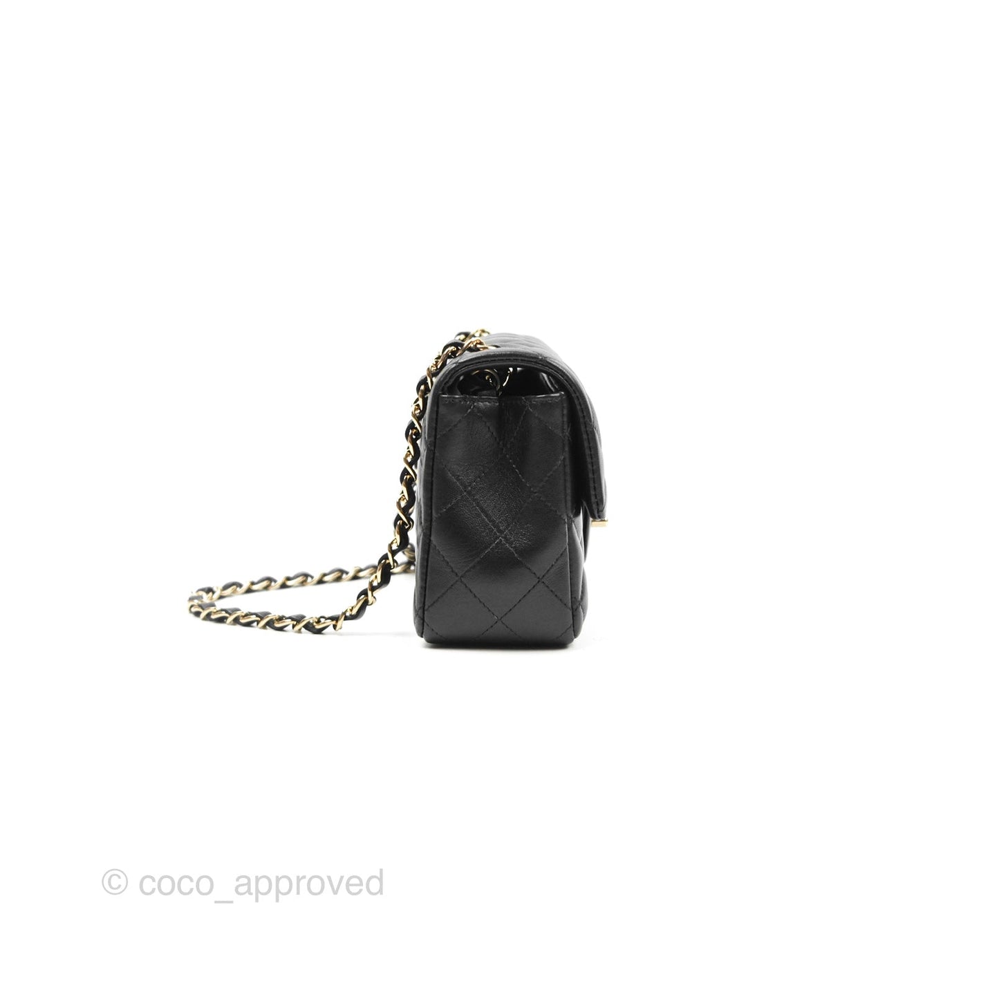 Chanel Quilted Mini Rectangular Black Lambskin Gold Hardware