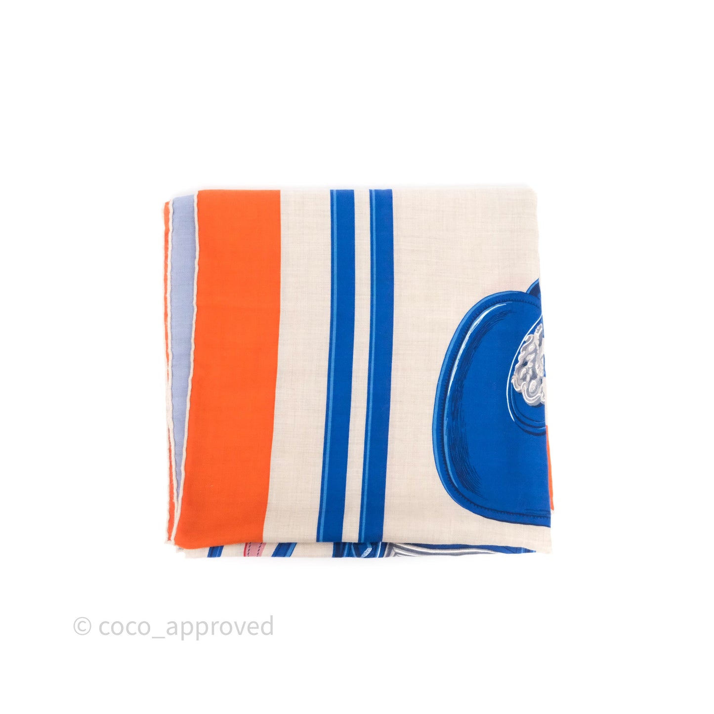 Hermes Brides De Gala App 140cm TD/ Orange/ Naturel/ Bleu Azur Cachemire Scarf