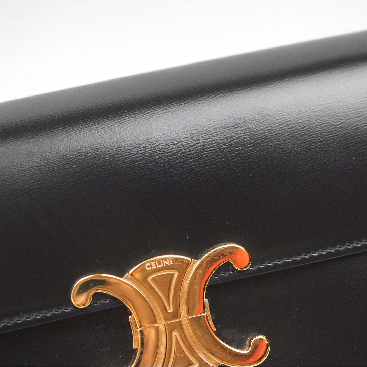 Celine Triomphe Shoulder Bag Black Calfskin