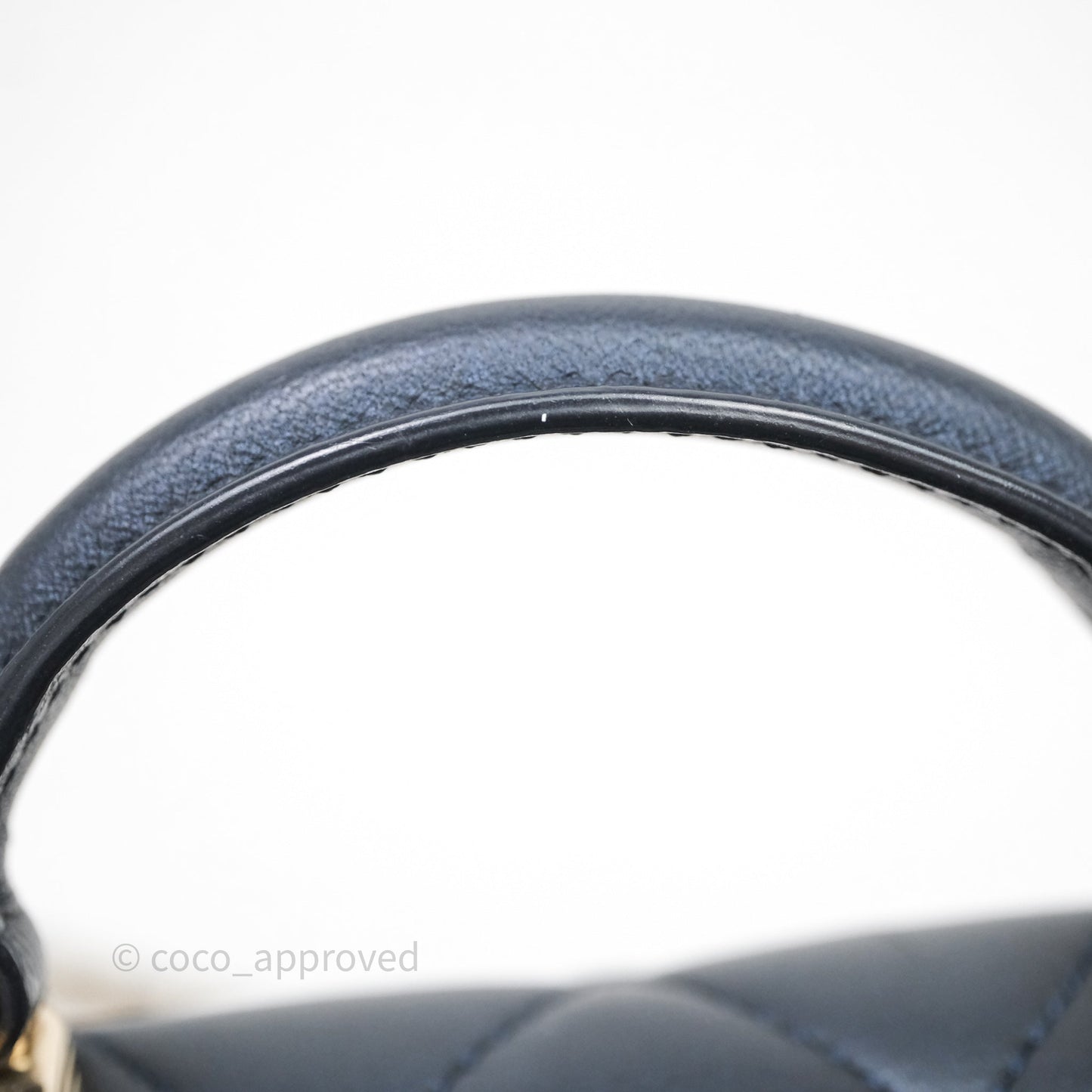 Chanel Mini Handle Clutch With Chain Iridescent Dark Navy Lambskin Gold Hardware