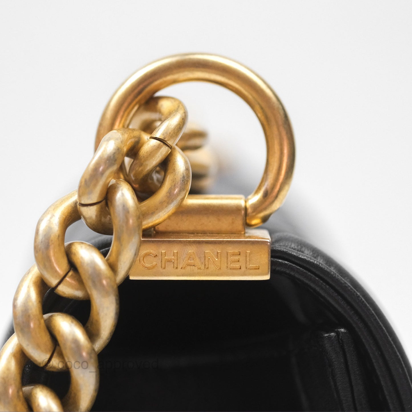 Chanel Small Boy Black Lambskin Aged Gold Hardware