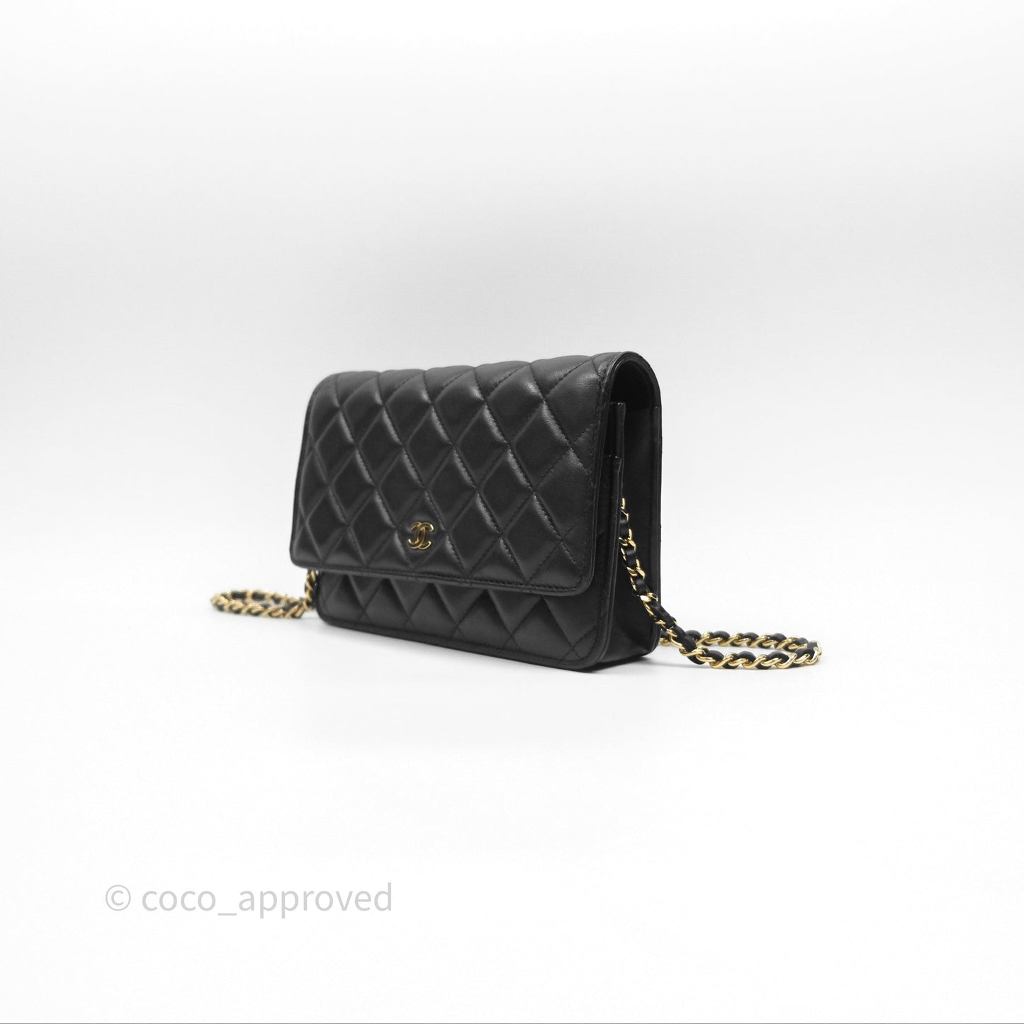 Chanel Quilted Classic Wallet on Chain WOC Black Lambskin Gold Hardware