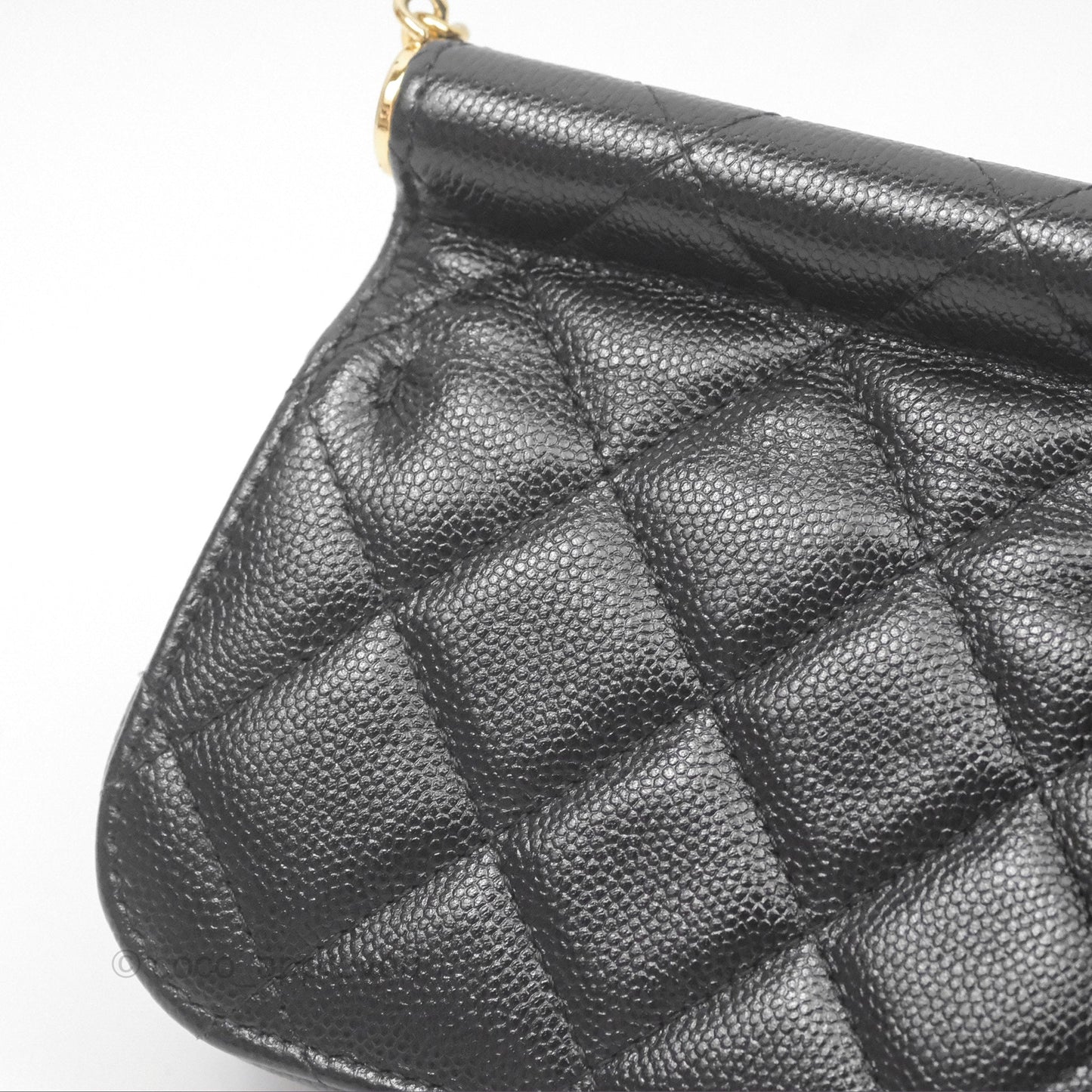 Chanel Clutch with Chain Black Caviar Gold Hardware 22K