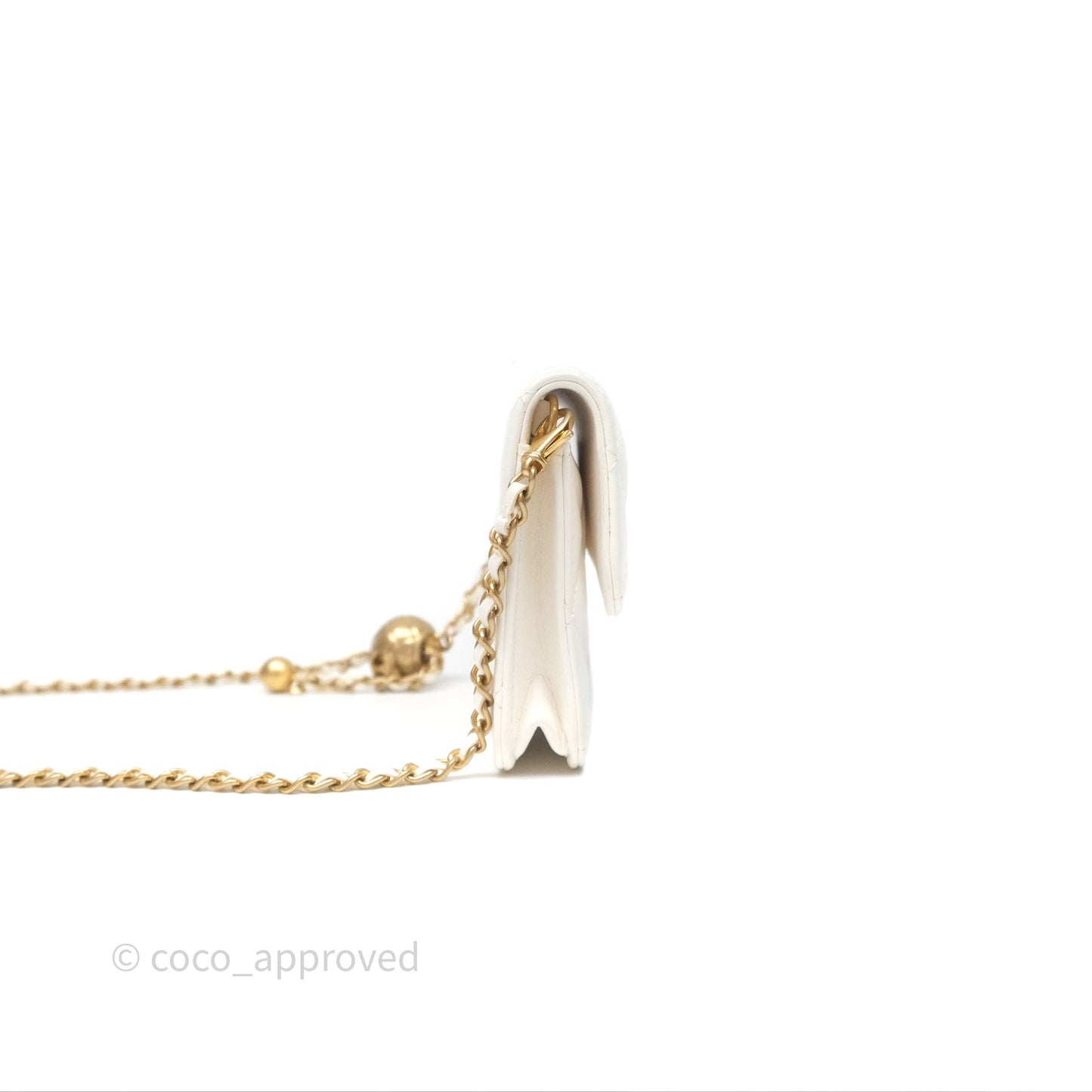 Chanel Mini Pearl Crush Clutch With Chain Belt Bag White Aged Gold Hardware