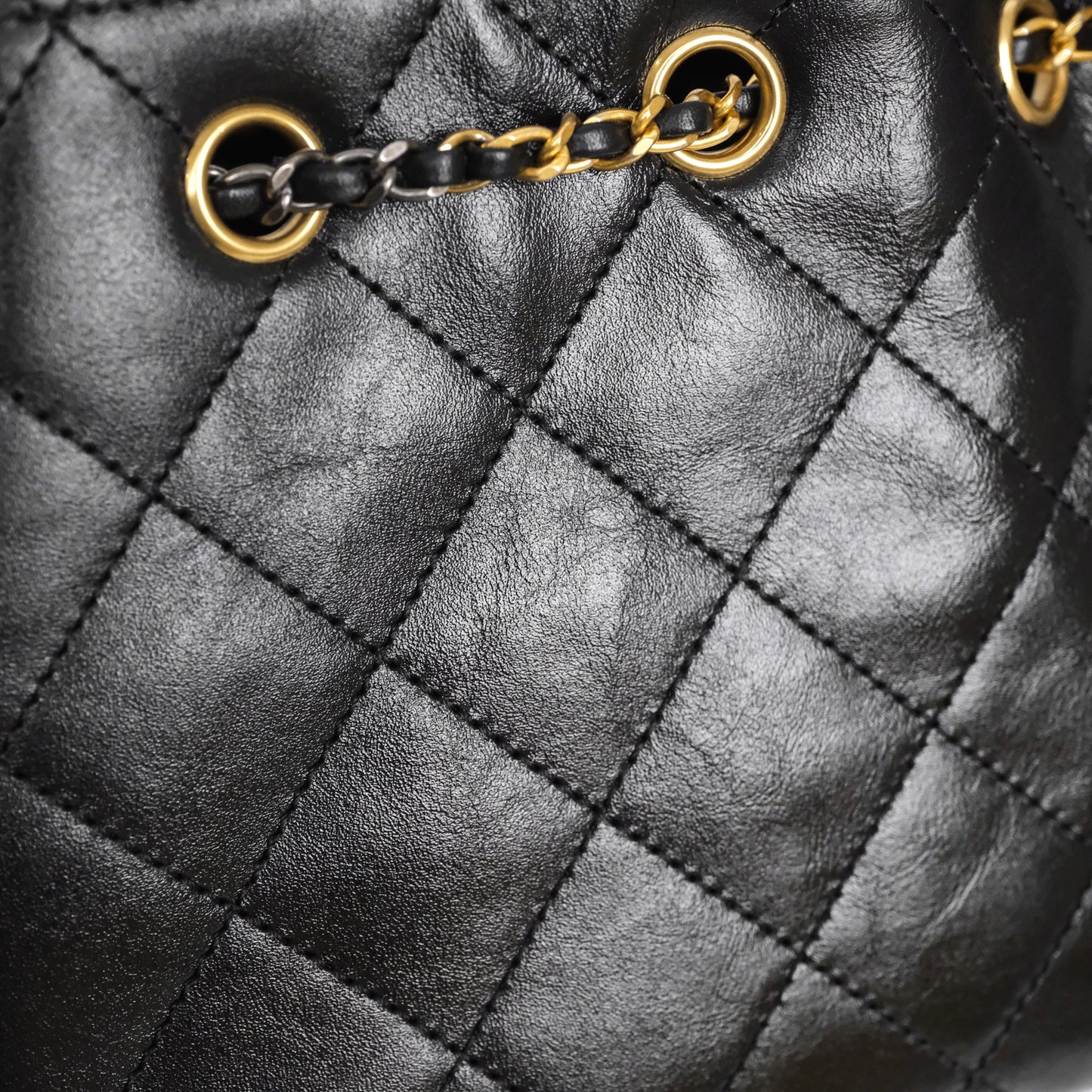 Chanel 25 Mini Black Shiny Crumpled Calfskin Mixed Hardware