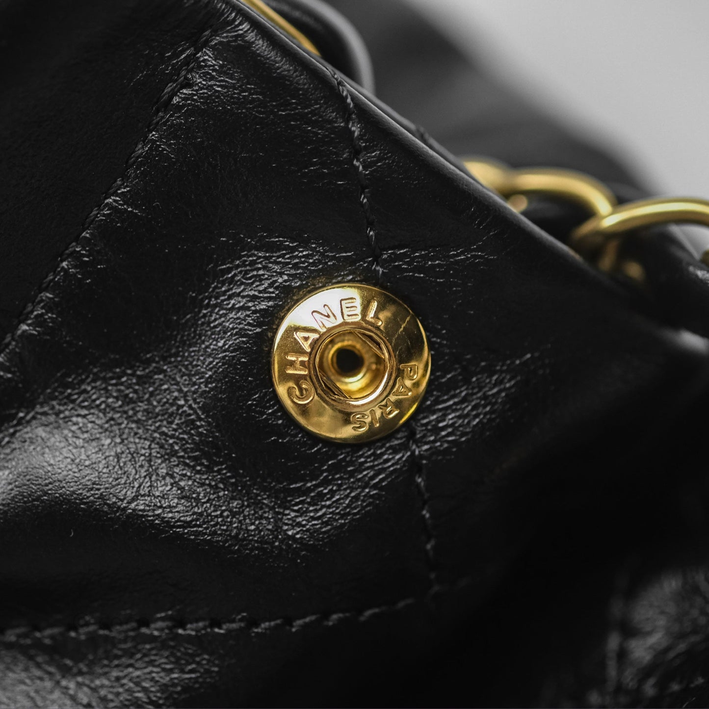 Chanel 22 Small Black Shiny Calfskin Aged Gold Hardware