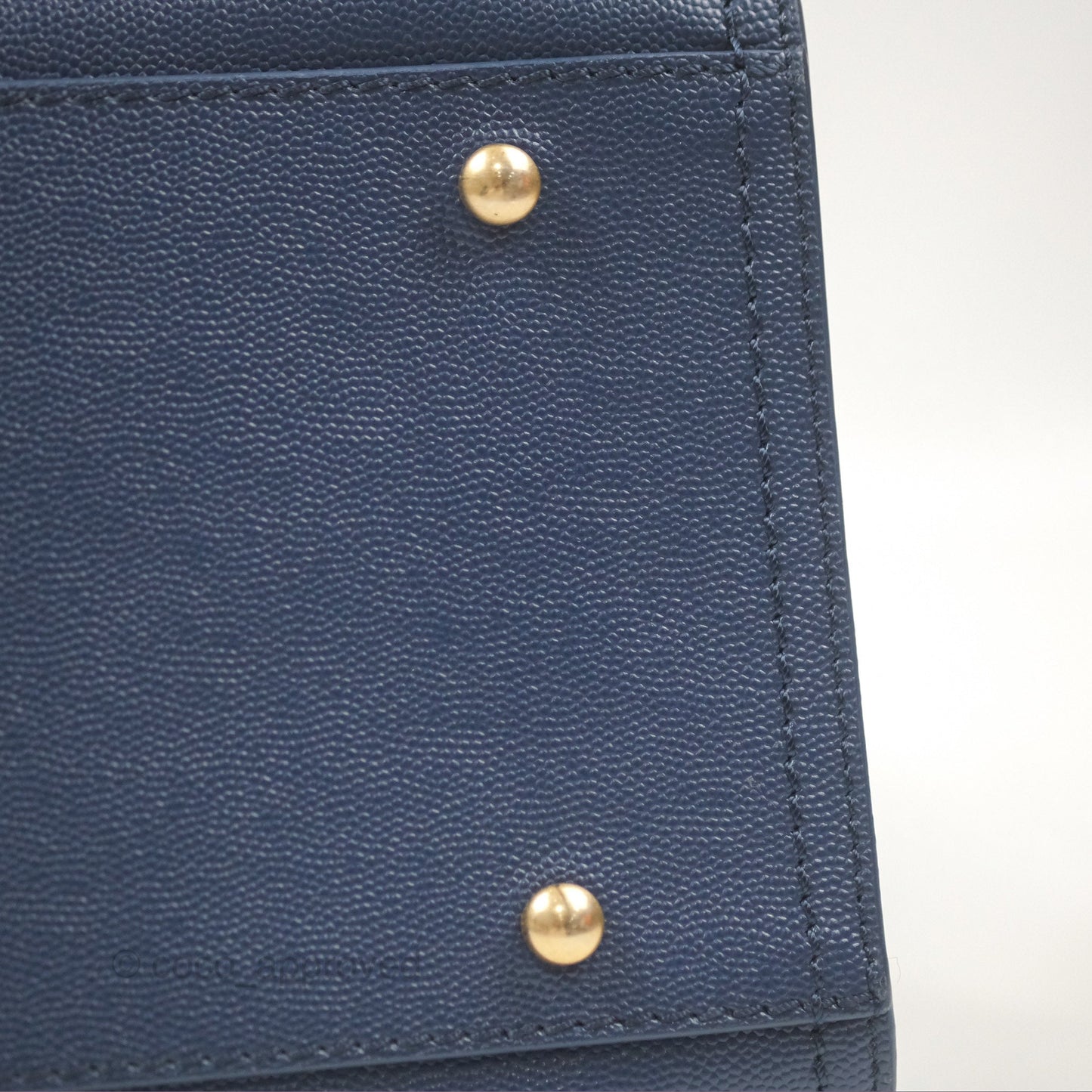 Chanel Small Studded Deauville Tote Navy Caviar Aged Gold Hardware