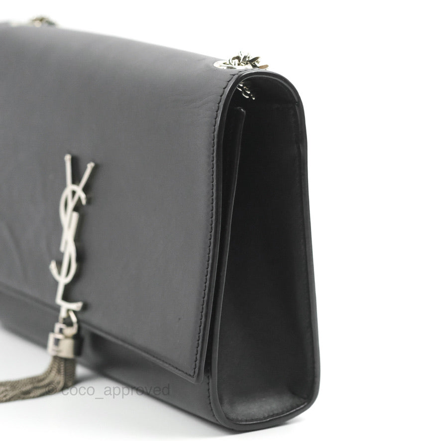 Saint Laurent Medium Kate Tassel Chain Bag Black Smooth Calfskin Silver Hardware