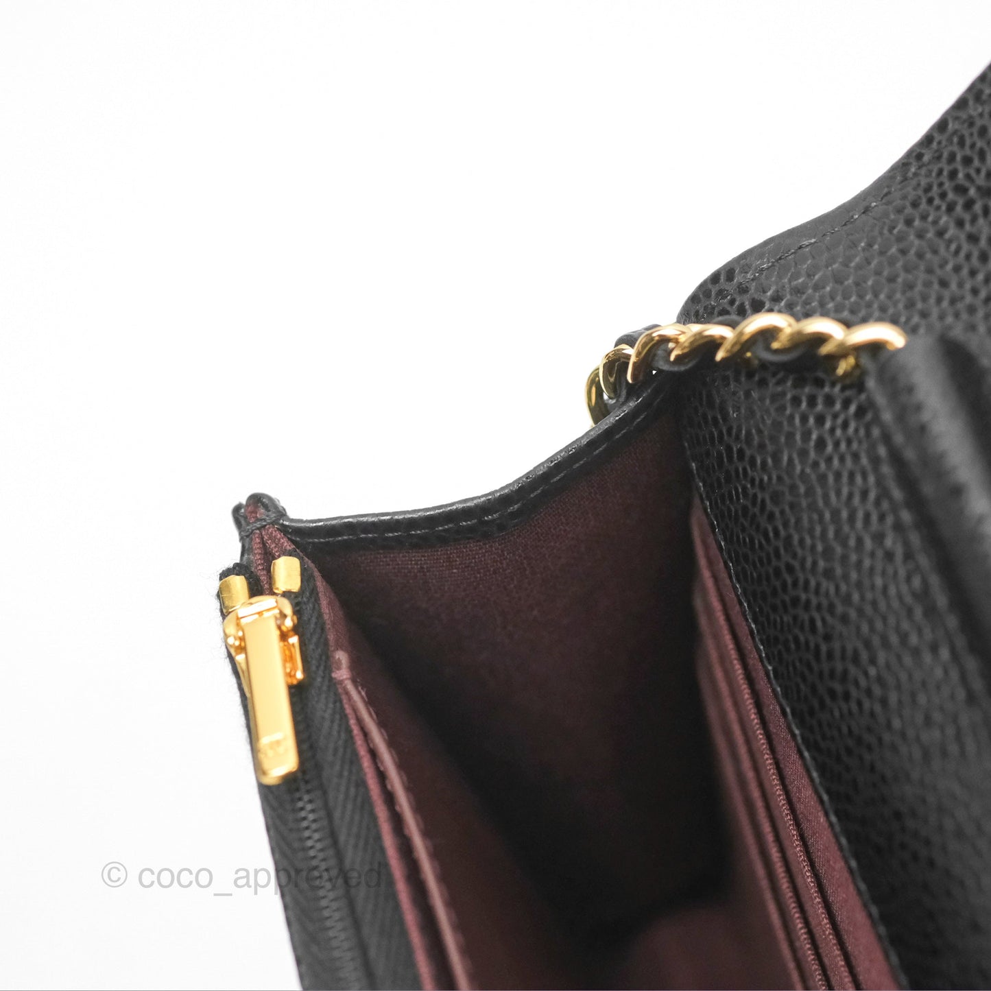 Chanel Classic Quilted Wallet On Chain WOC Black Caviar Gold Hardware