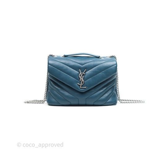 Saint Laurent Loulou Small Flap Bag Turquoise Blue Ruthenum Hardware