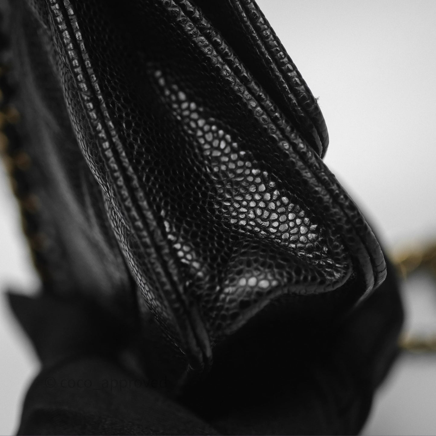 Chanel Classic Wallet On Chain WOC Quilted Black Caviar Gold Hardware