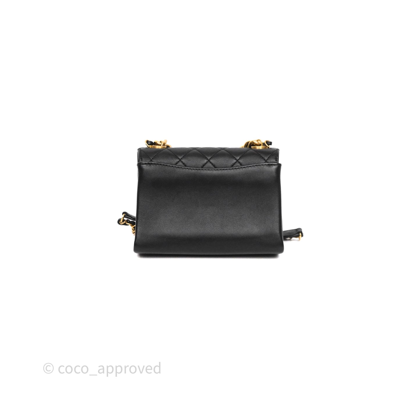 Chanel Pearl Chain Bag Black Calfskin Gold Hardware