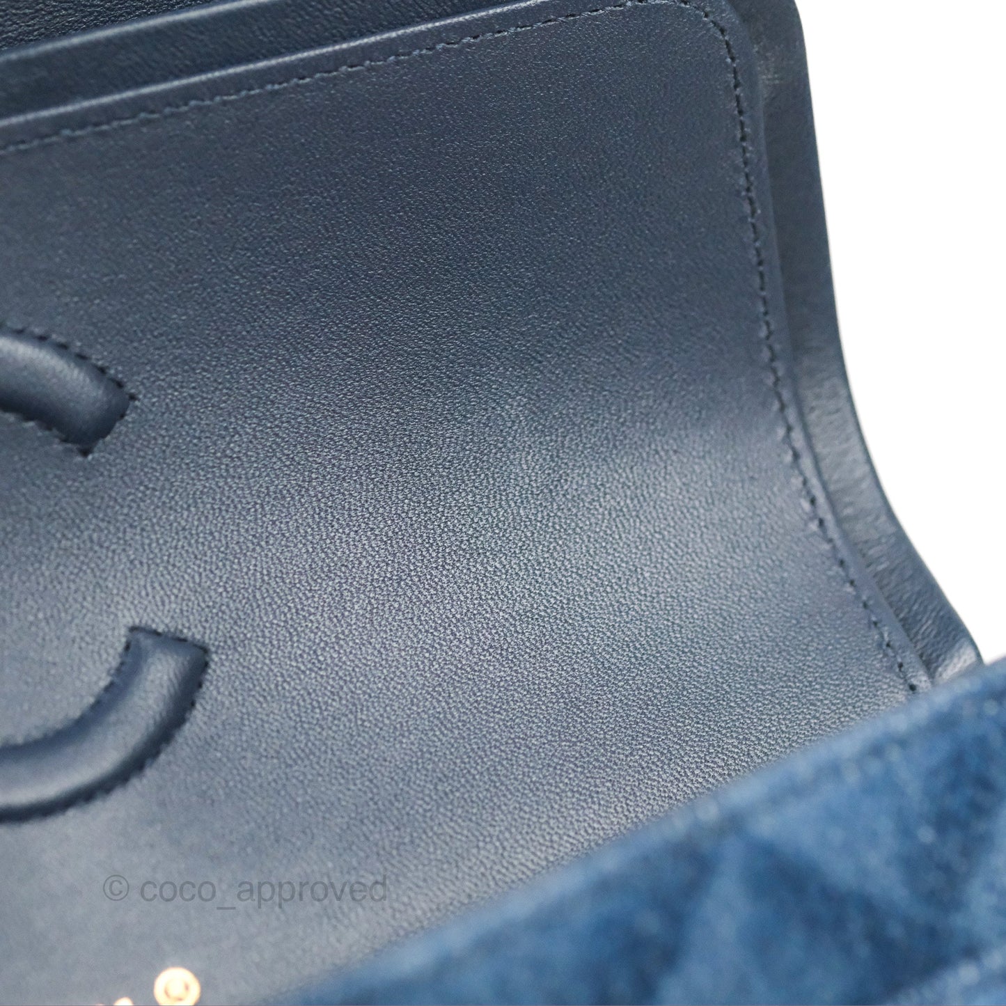 Chanel M/L Quilted Medium Double Flap Dark Blue Printed Denim 22B