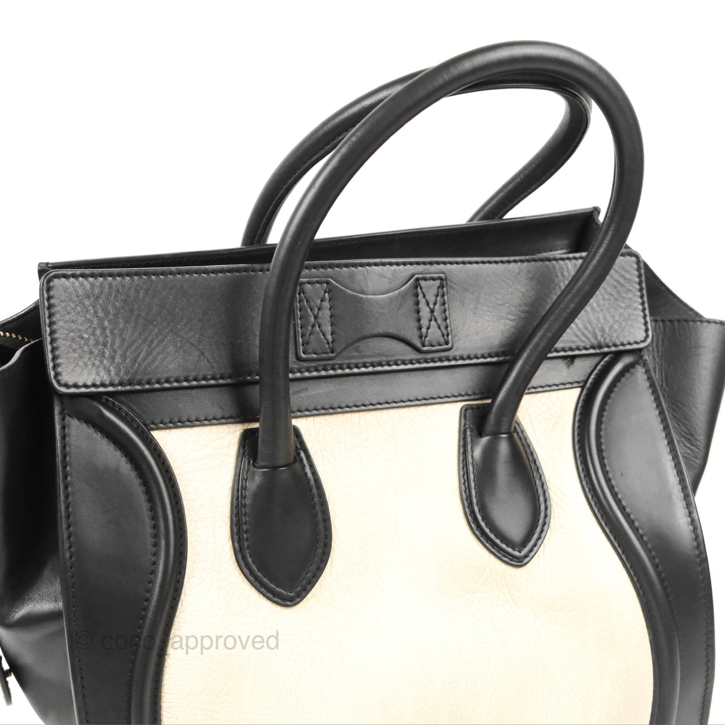 Celine Mini Luggage Bag Black/White Aged Calfskin