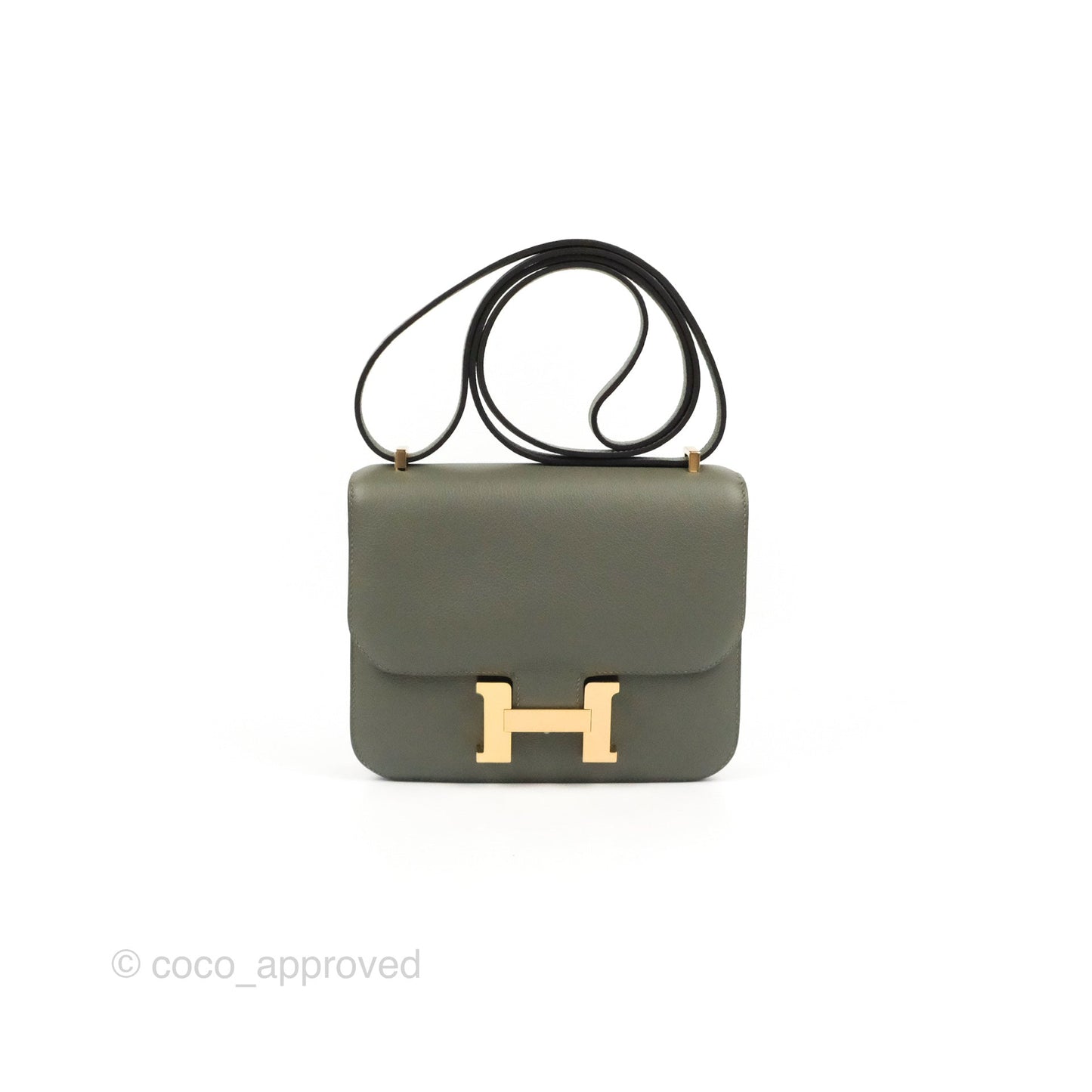 Hermès Constance Mini 18cm with Mirror Gris Meyer 0L/Gris Pale M4 Evercolor Gold Hardware