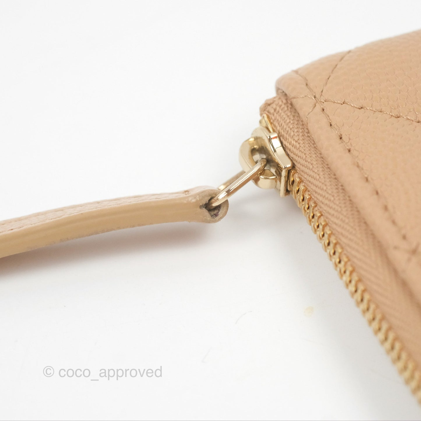 Chanel Quilted Mini O Case Beige Caviar Gold Hardware