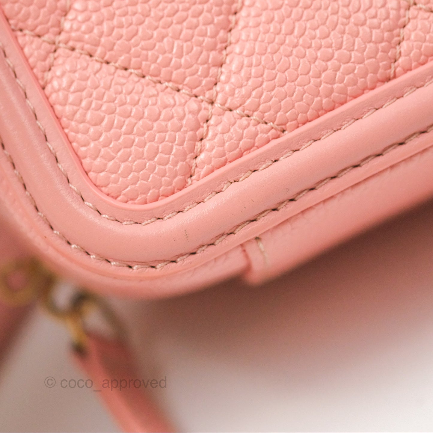 Chanel Quilted Small CC Filigree Vanity Case Dusty Pink Caviar Gold Hardware