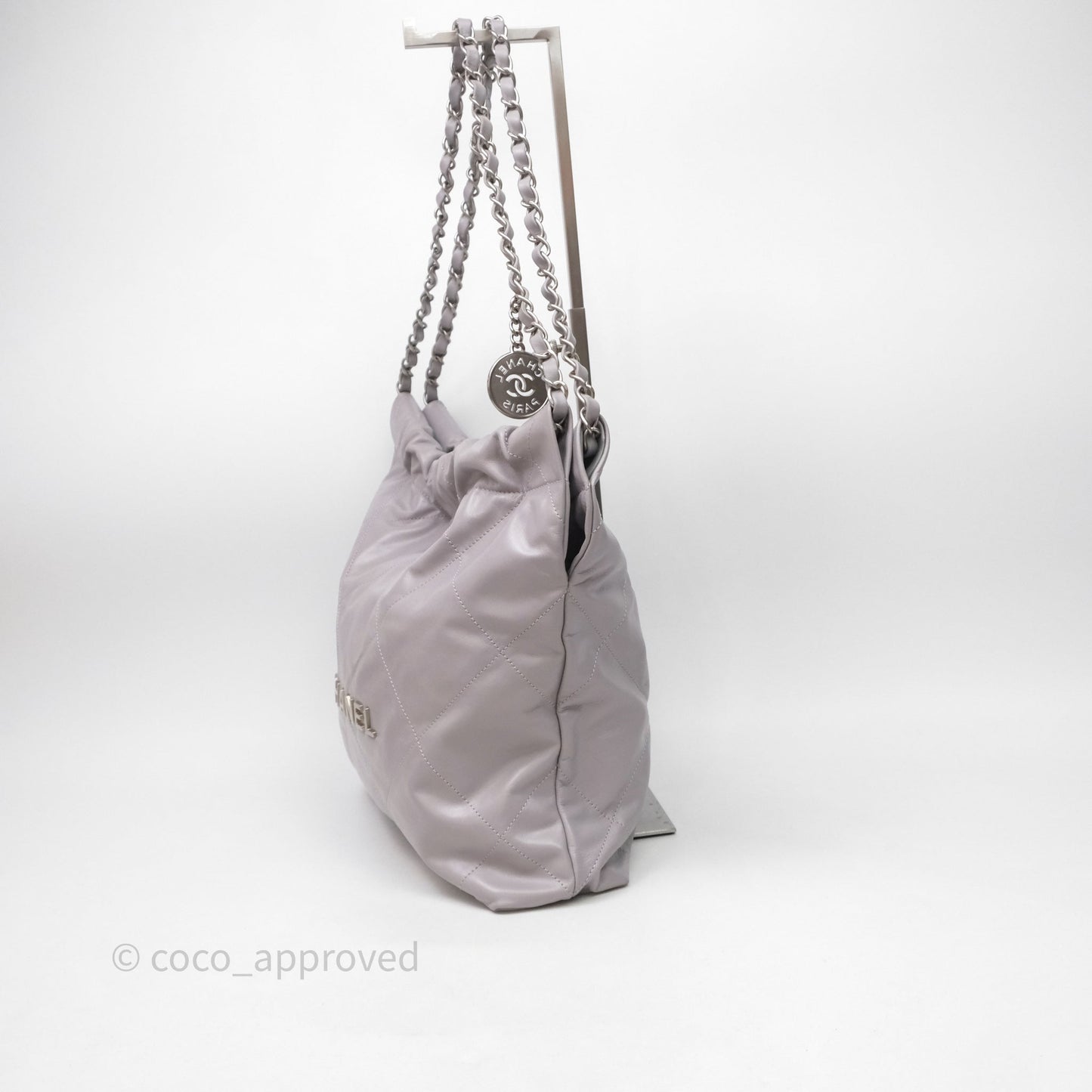 Chanel 22 Small Grey Aged Calfskin Matte Silver Hardware