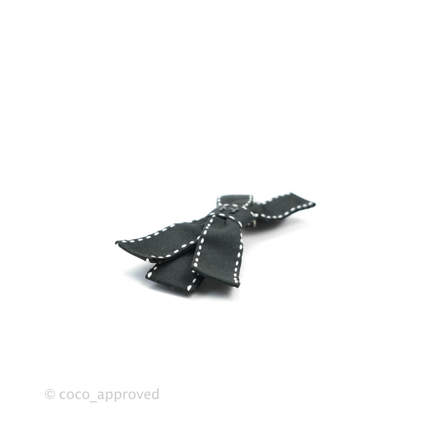 Chanel CC Ribbon Black Hair Barrette 17P