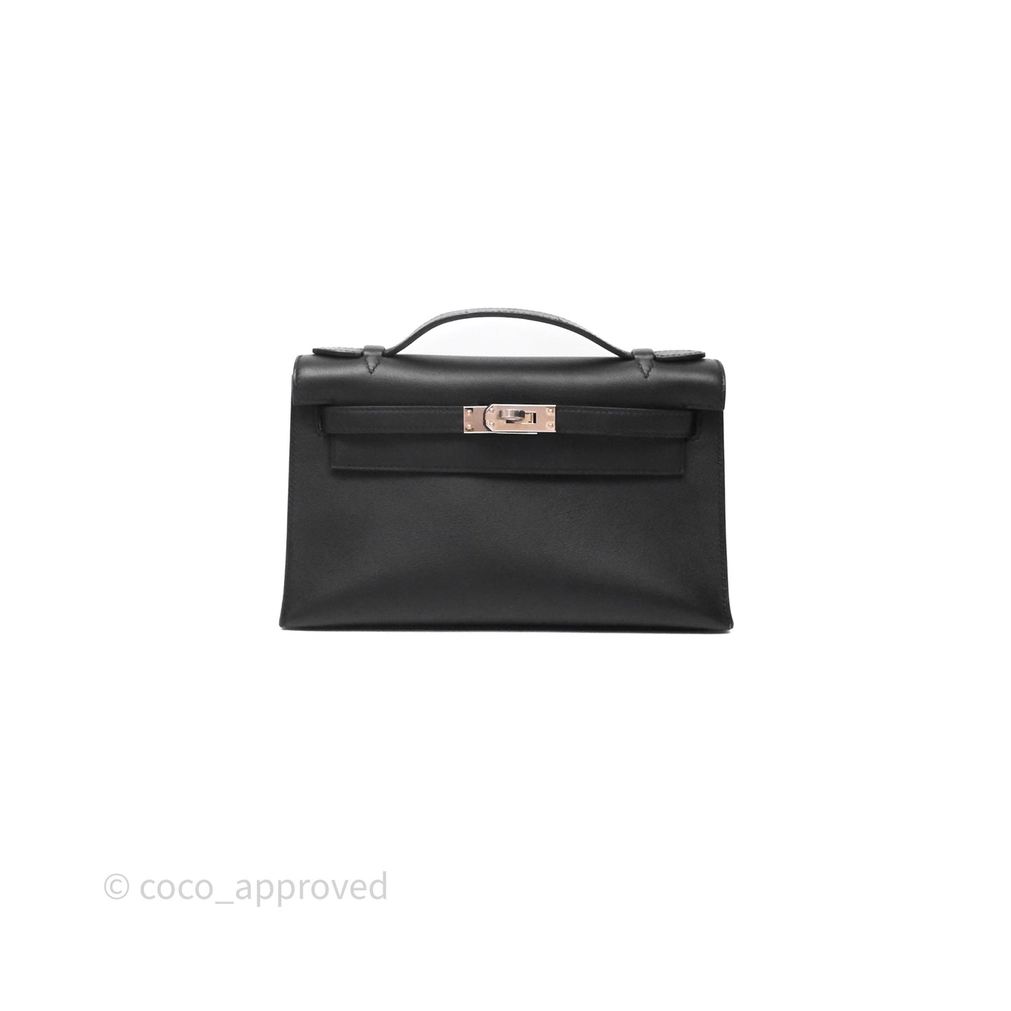 Hermès Kelly Pochette Clutch Black Swift Palladium Hardware