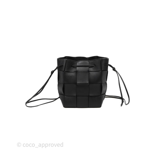 Bottega Veneta Small Cassette Bucket Bag Black Lambskin