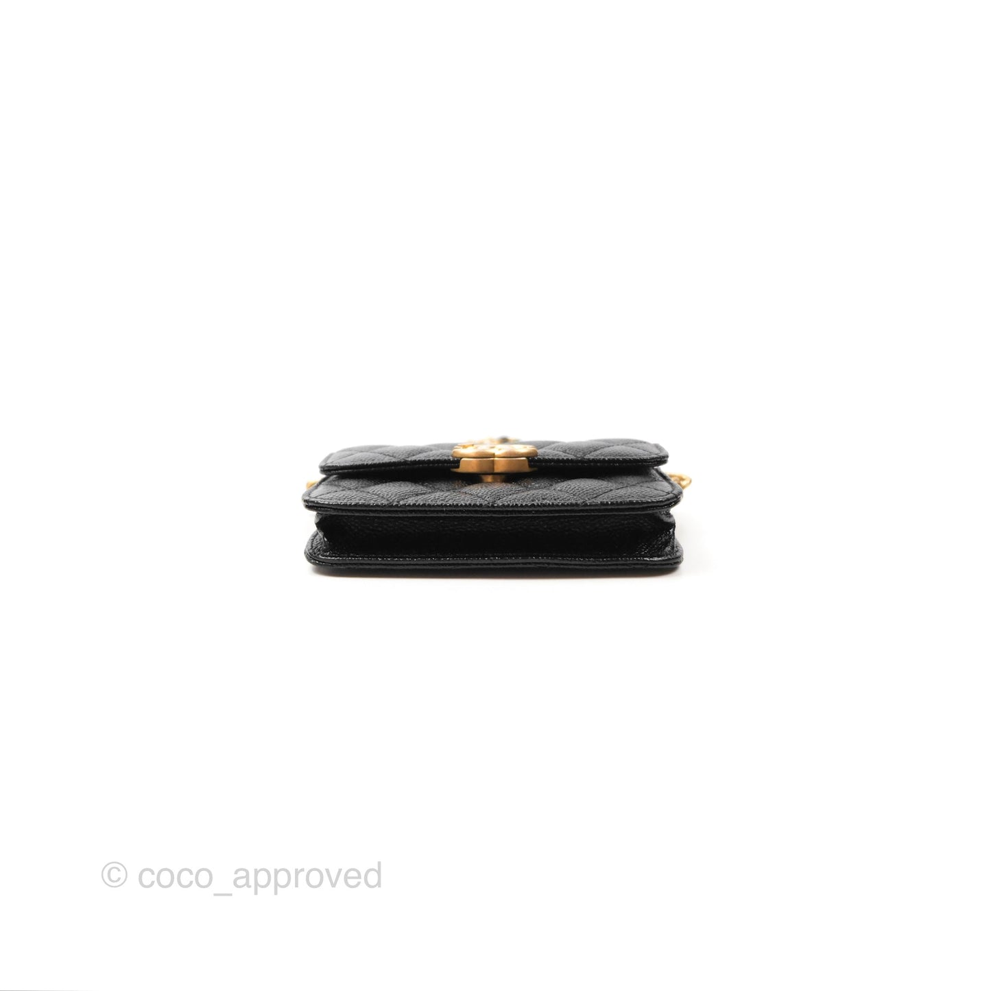 Chanel Clutch With Chain Black Shiny Caviar Aged Gold Hardware