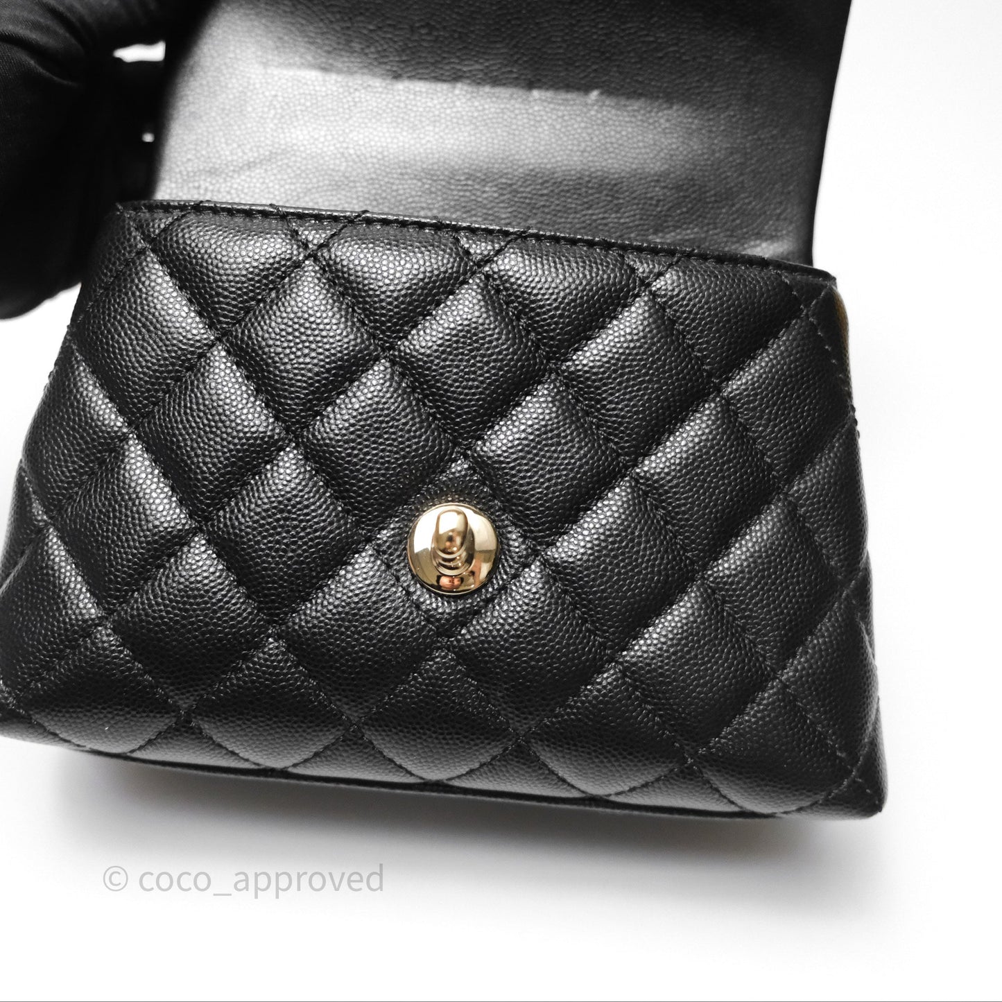 Chanel Mini Coco Handle Quilted Black Caviar Gold Hardware