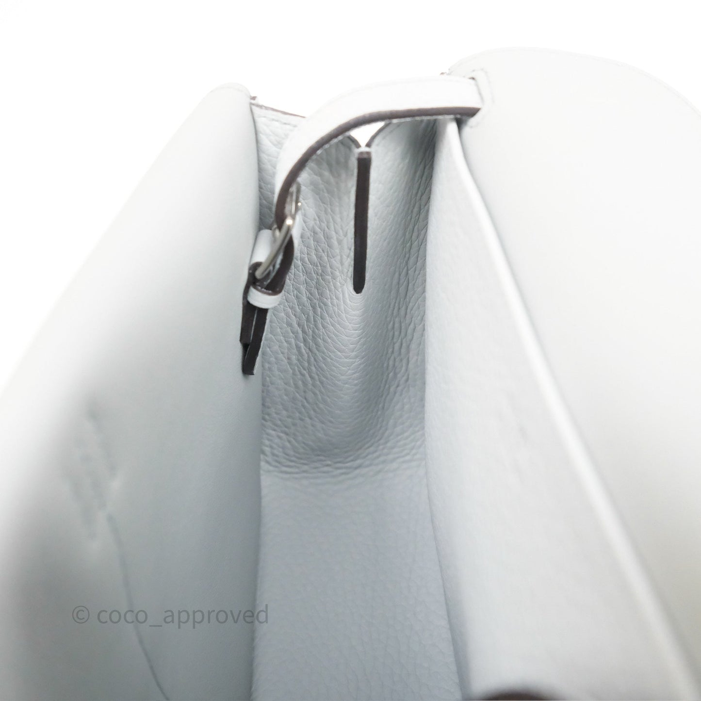 Hermès Halzan 25 Bleu Pale 08 Clemence Palladium Hardware