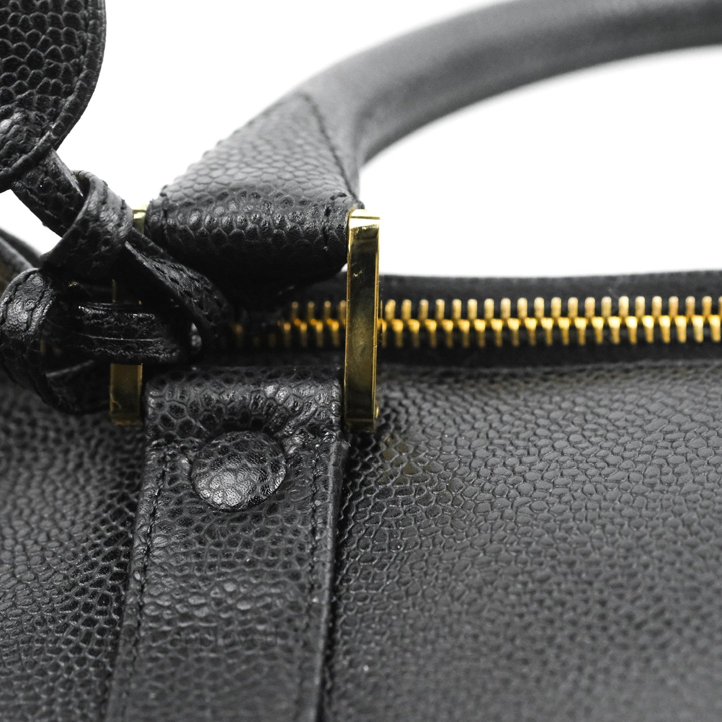 Chanel Vintage Boston Bag Black Caviar Gold Hardware