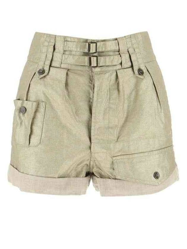 Luxury Saint Laurent Women's Cargo High Waist Shorts Beige