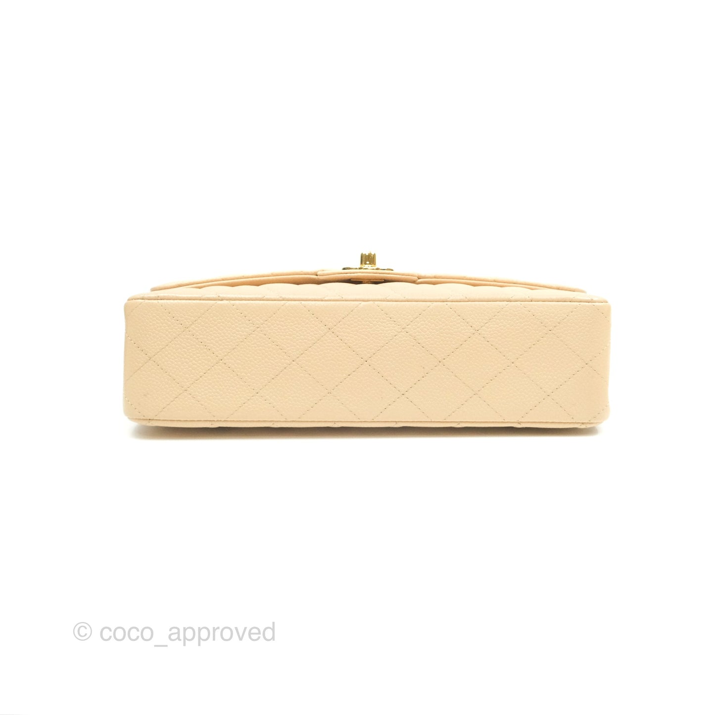 Chanel Classic M/L Medium Flap Quilted Beige Caviar Gold Hardware