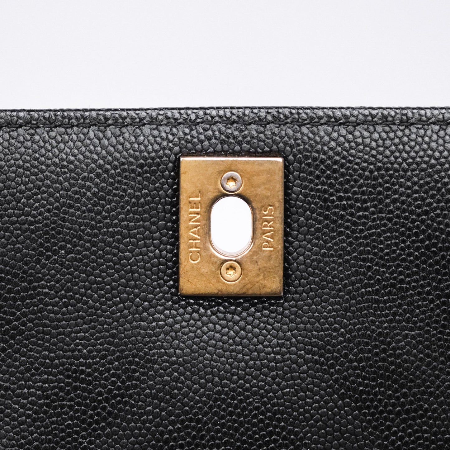 Chanel Small Coco Handle Chevron Black Caviar Aged Gold Hardware Lizard Handle