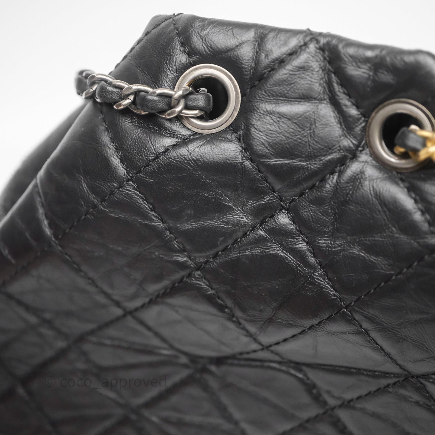 Chanel Small Gabrielle Backpack Quilted Black Aged Calfskin