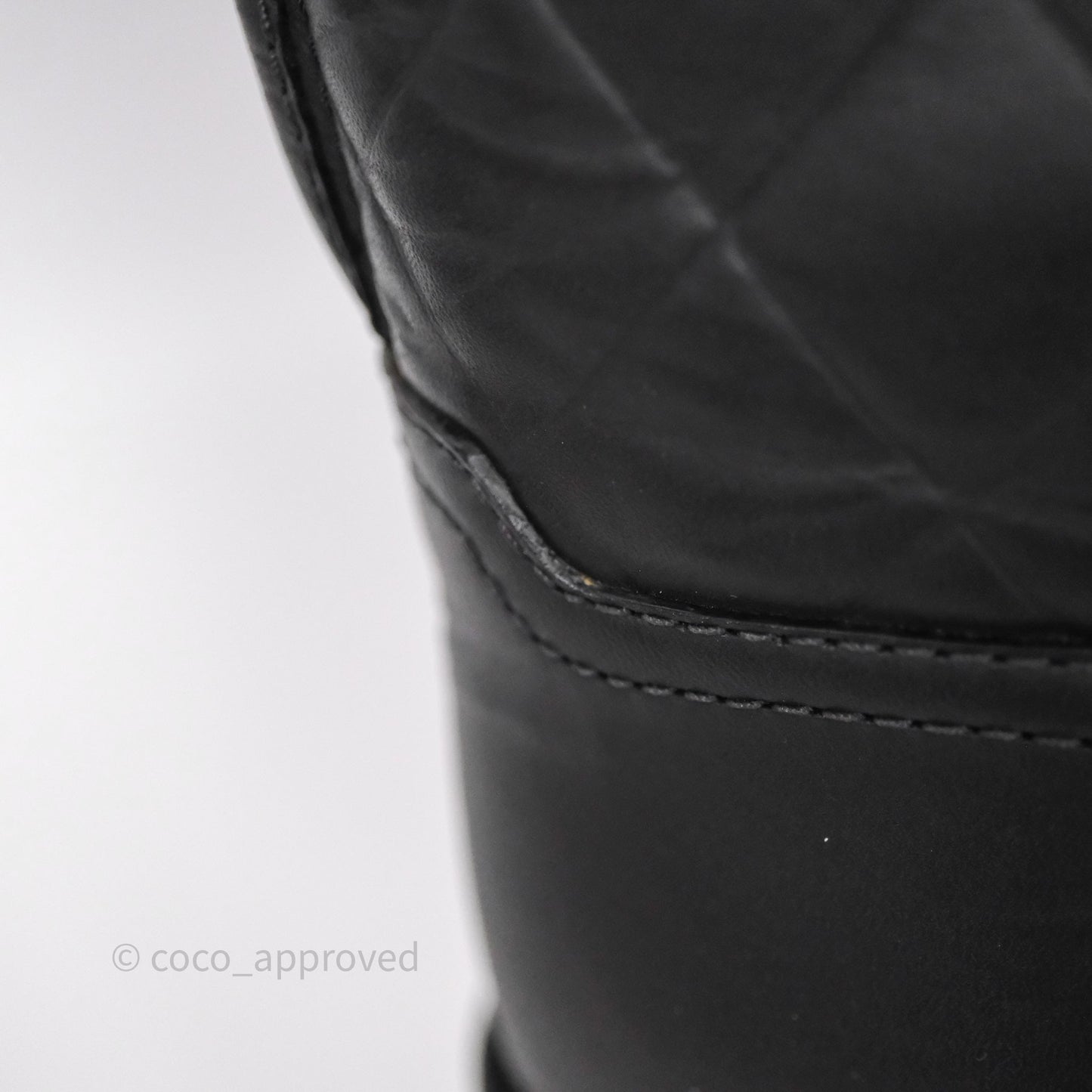 Chanel CC Quilted Knee High Boots Black Calfskin
