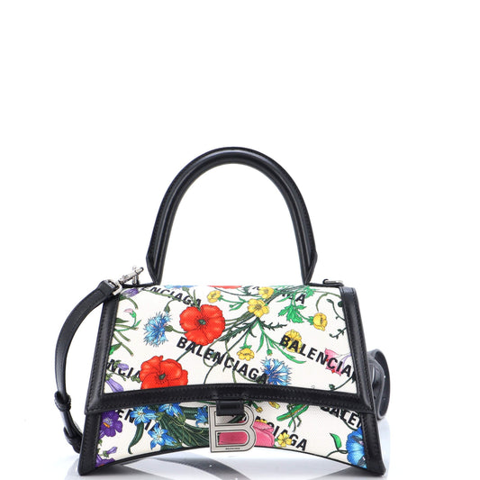 Gucci x Luxury Balenciaga The Hacker Project Hourglass Top Handle Bag Flora Canvas Small